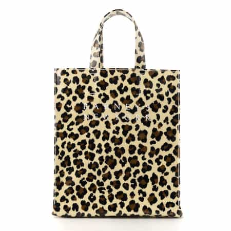 ロゴ入りPVCトートバッグ／レオパード柄（M）