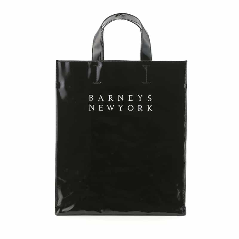 BARNEYS NEW YORK ロゴ入りPVCトートバッグ／無地（L） BLACK
