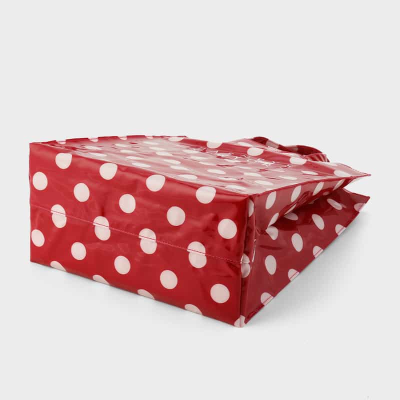 BARNEYS NEW YORK ロゴ入りPVCトートバッグ／ドット柄（L） RED