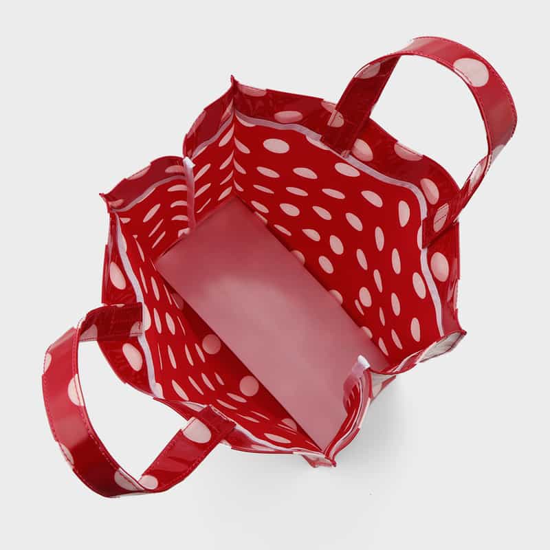 BARNEYS NEW YORK ロゴ入りPVCトートバッグ／ドット柄（L） RED