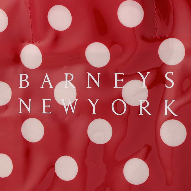 BARNEYS NEW YORK ロゴ入りPVCトートバッグ／ドット柄（L） RED