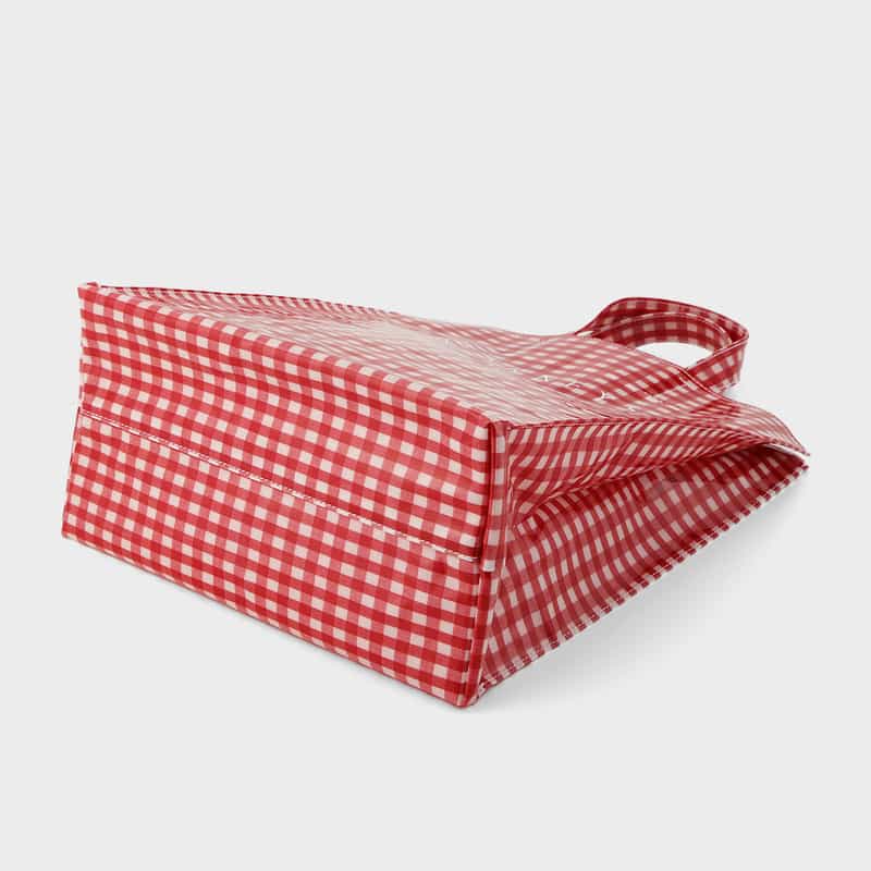 BARNEYS NEW YORK ロゴ入りPVCトートバッグ／ギンガムチェック柄（L） RED