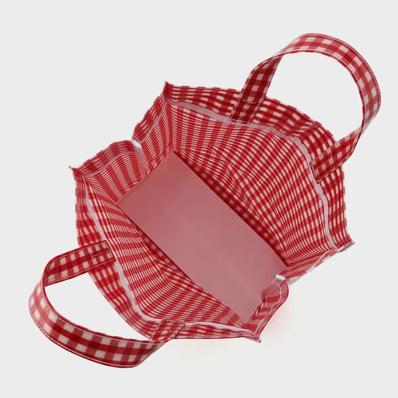 BARNEYS NEW YORK ロゴ入りPVCトートバッグ／ギンガムチェック柄（L） RED