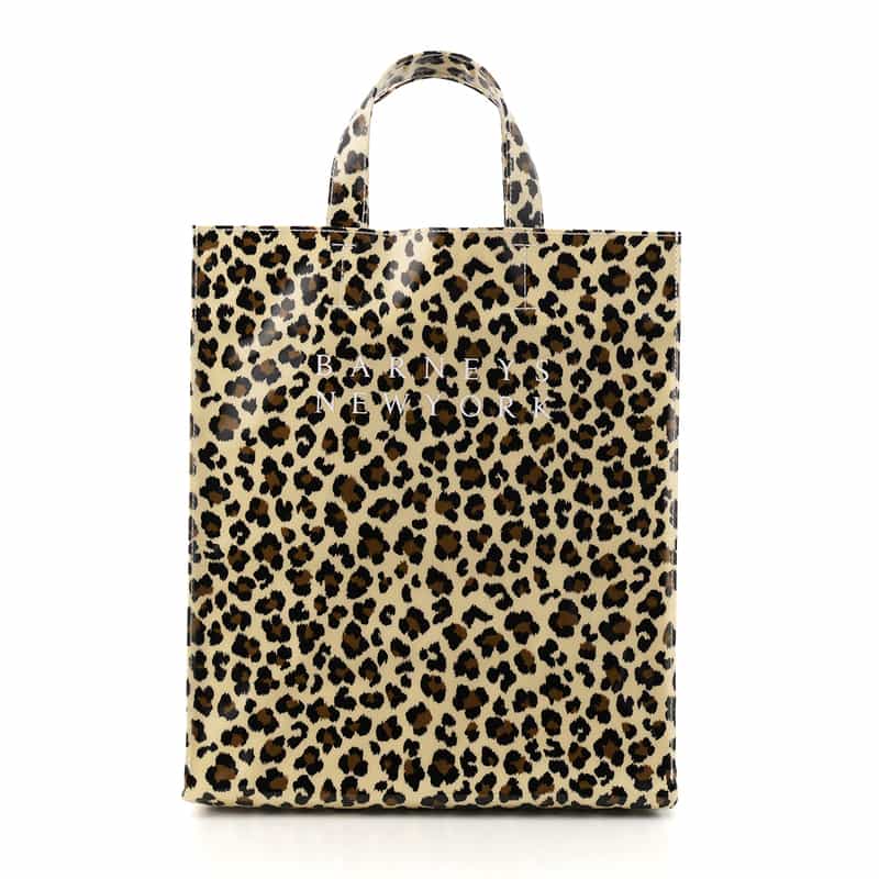 BARNEYS NEW YORK ロゴ入りPVCトートバッグ／レオパード柄（L） BEIGE