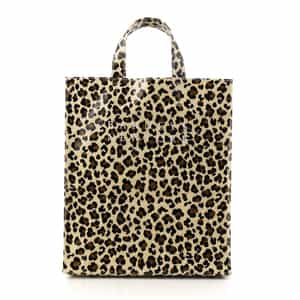 ロゴ入りPVCトートバッグ／レオパード柄（L）