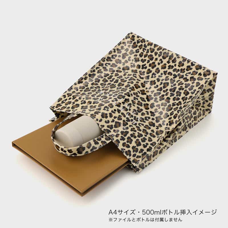 BARNEYS NEW YORK ロゴ入りPVCトートバッグ／レオパード柄（L） BEIGE