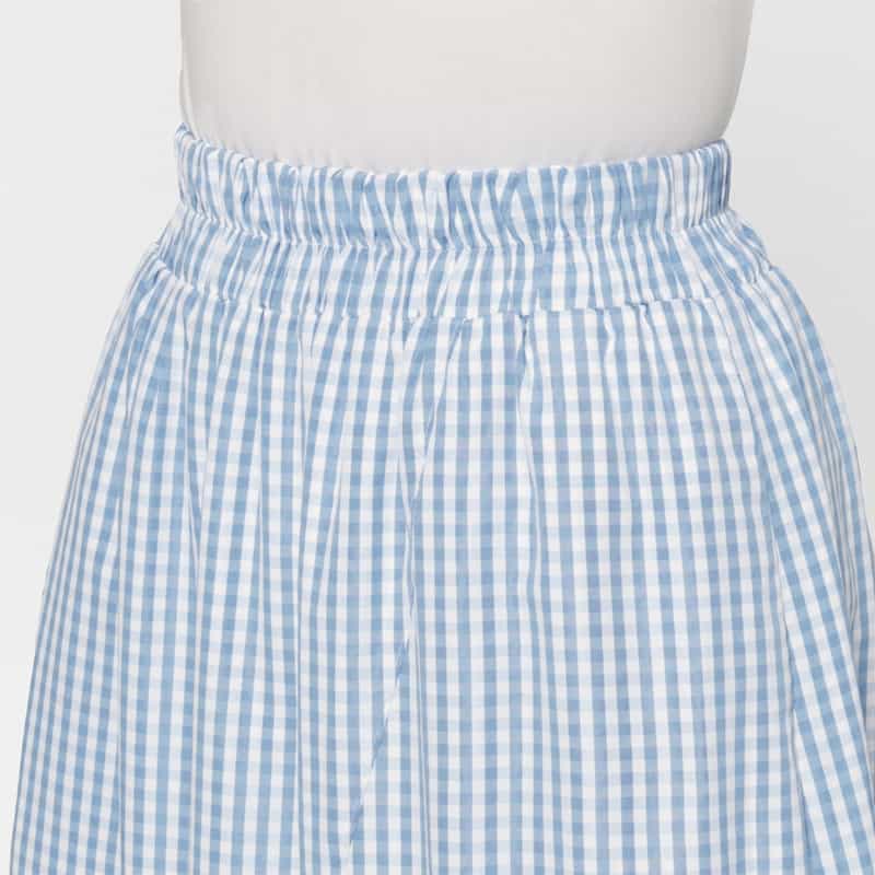 BARNEYS NEW YORK ウォッシャブル シンメトリーギンガムチェック柄スカート LIGHT BLUE