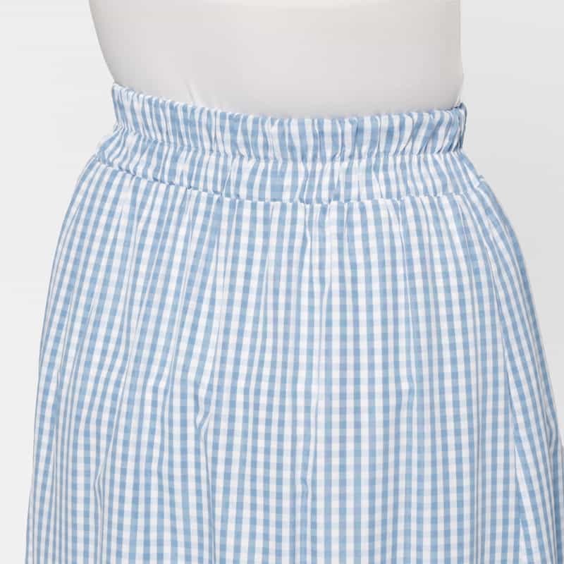 BARNEYS NEW YORK ウォッシャブル シンメトリーギンガムチェック柄スカート LIGHT BLUE