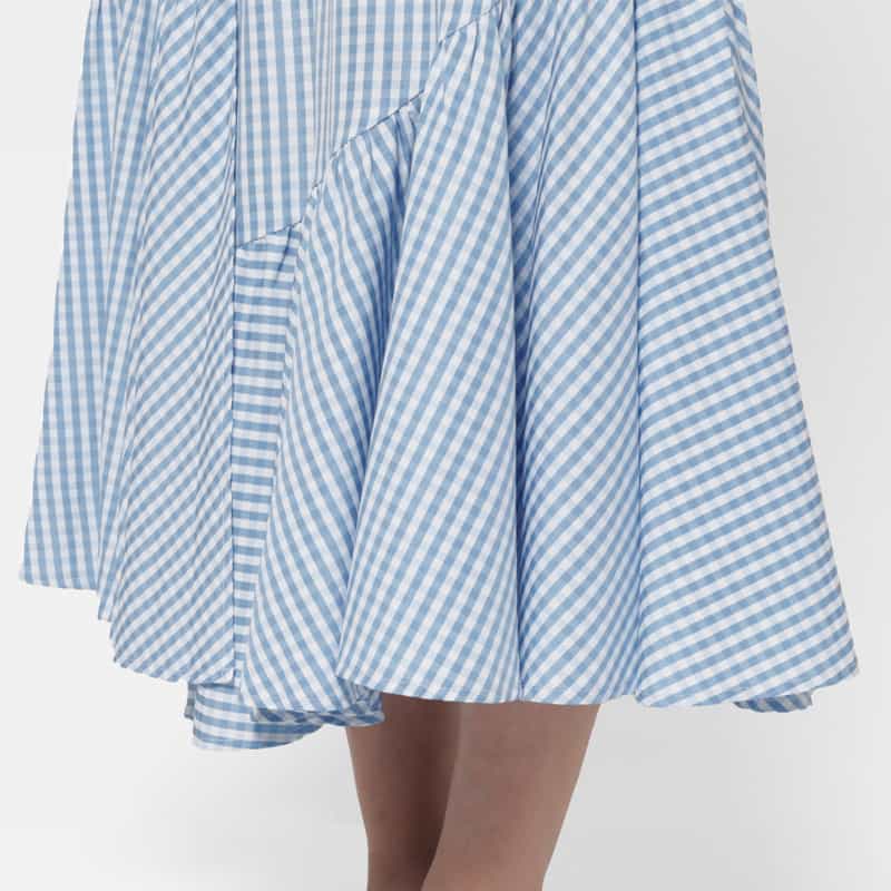 BARNEYS NEW YORK ウォッシャブル シンメトリーギンガムチェック柄スカート LIGHT BLUE