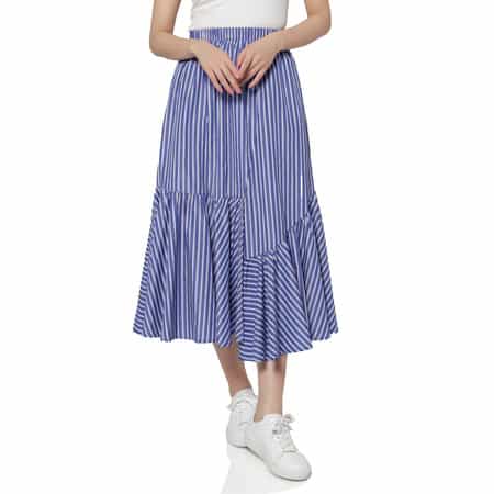 ウォッシャブル シンメトリーストライプ柄スカート