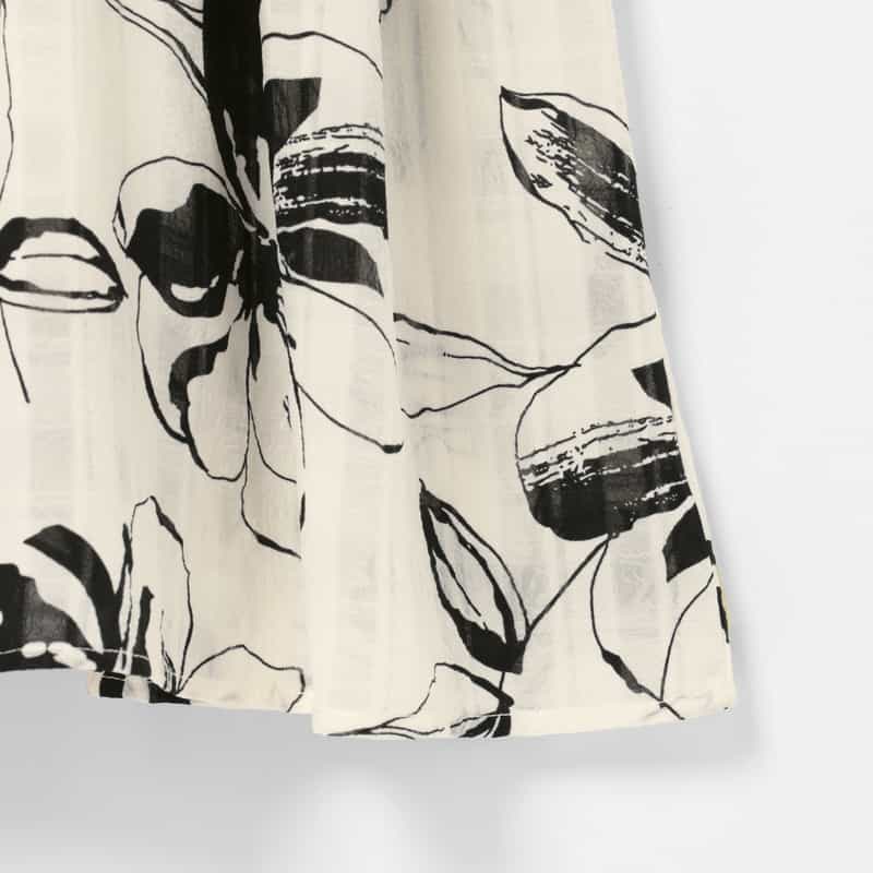 BARNEYS NEW YORK ウォッシャブル フラワープリント フロントツイストフレアドレス WHITE