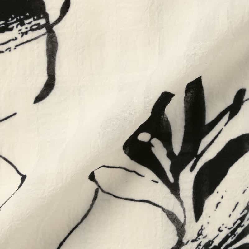 BARNEYS NEW YORK ウォッシャブル フラワープリント フロントツイストフレアドレス WHITE