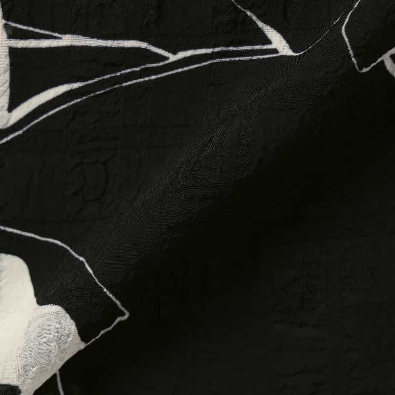 BARNEYS NEW YORK ウォッシャブル フラワープリント フロントツイストフレアドレス BLACK