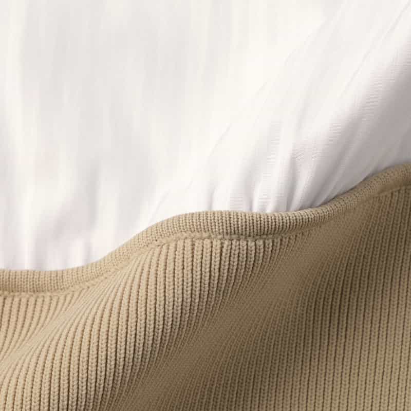 BARNEYS NEW YORK ウォッシャブル エンブロイダリースリーブ 切替ニットドレス BEIGE