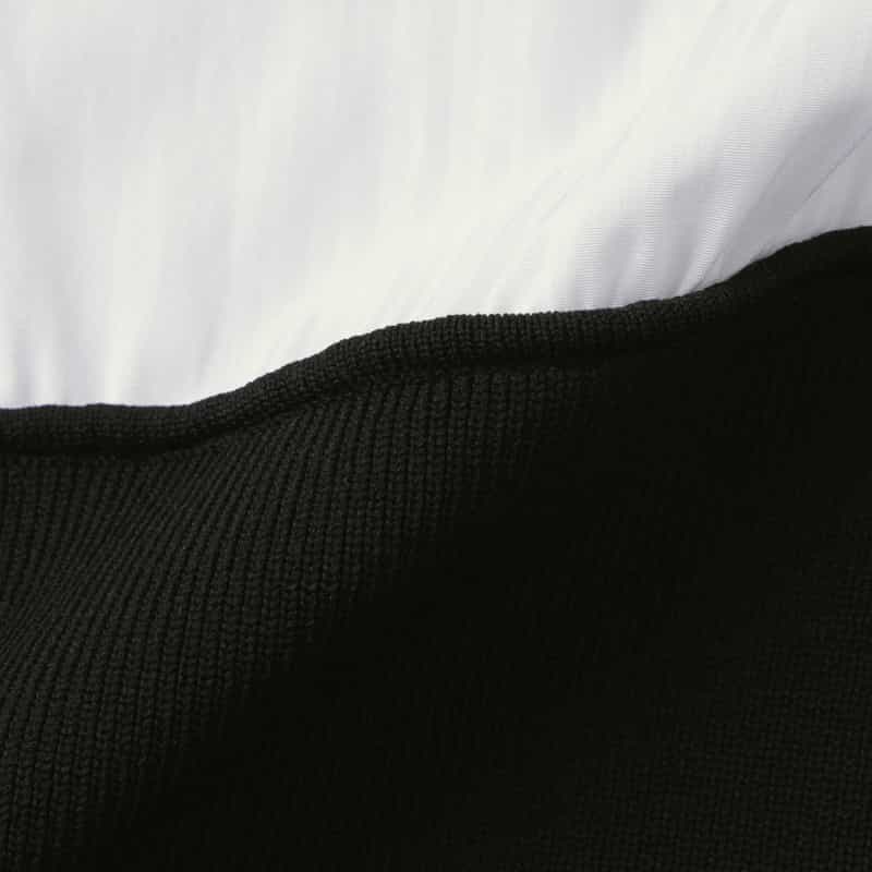 BARNEYS NEW YORK ウォッシャブル エンブロイダリースリーブ 切替ニットドレス BLACK