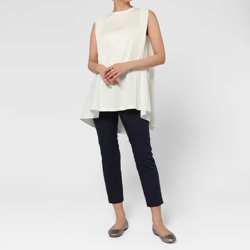 BARNEYS NEW YORK ウォッシャブル 異素材コンビネーションカットソー WHITE