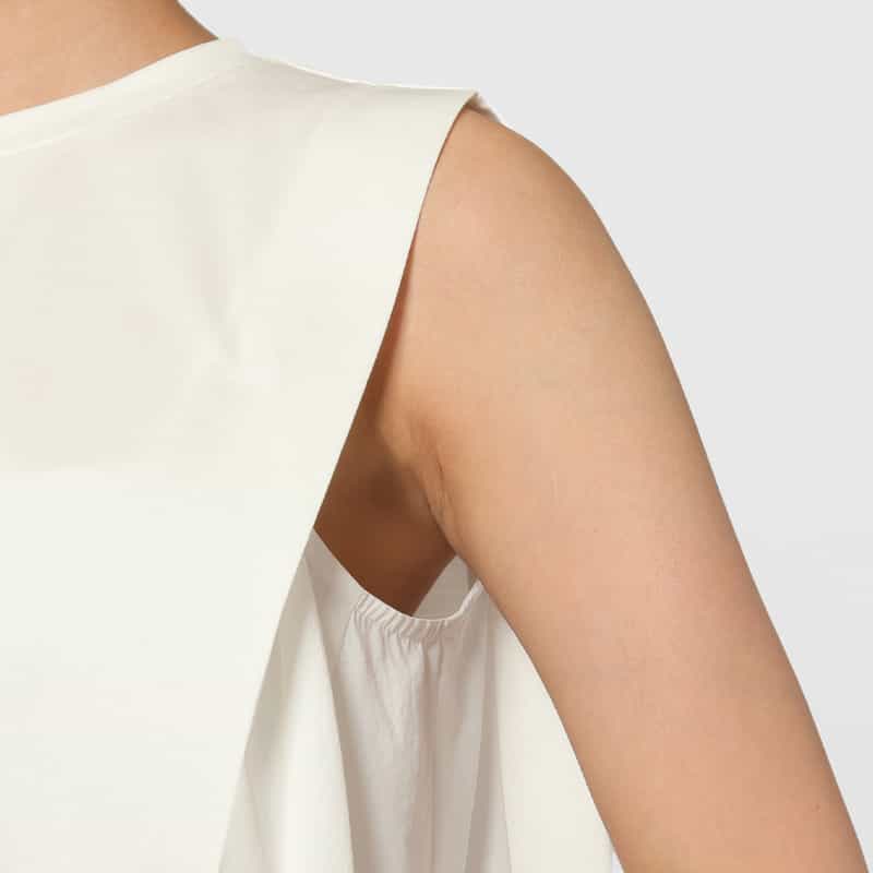 BARNEYS NEW YORK ウォッシャブル 異素材コンビネーションカットソー WHITE