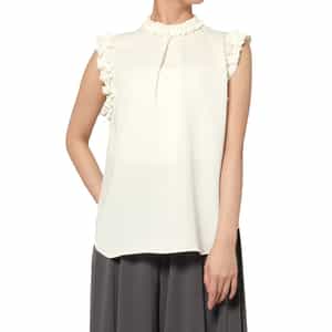 ウォッシャブル ストレッチ素材フリルブラウス