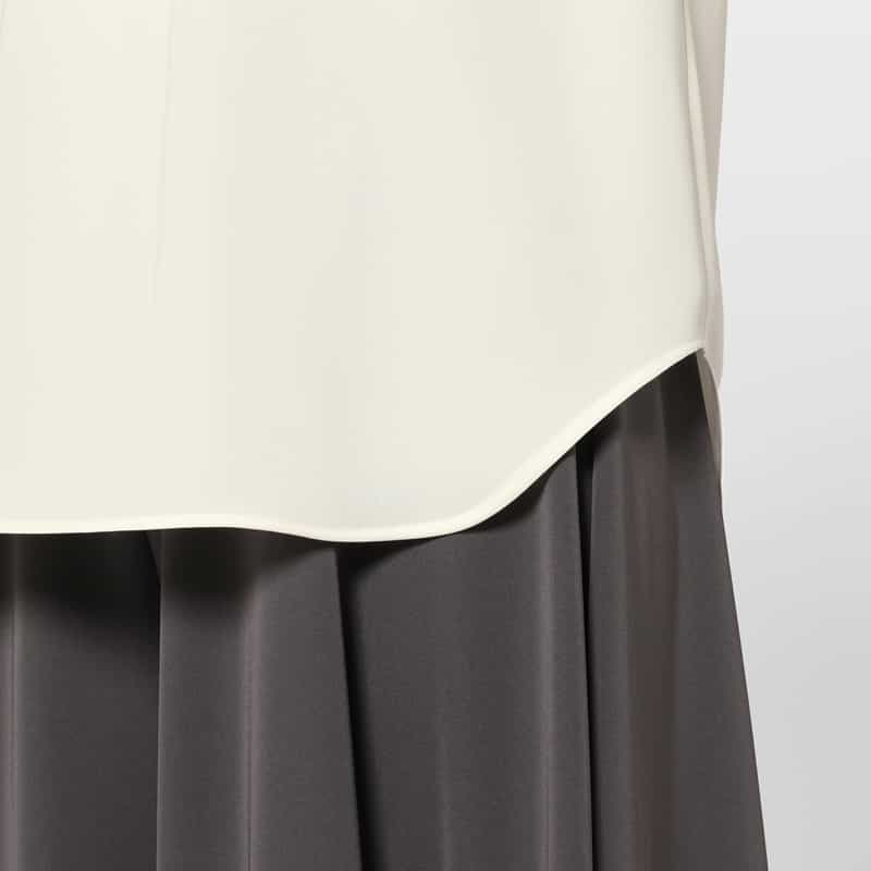 BARNEYS NEW YORK ウォッシャブル ストレッチ素材フリルブラウス WHITE