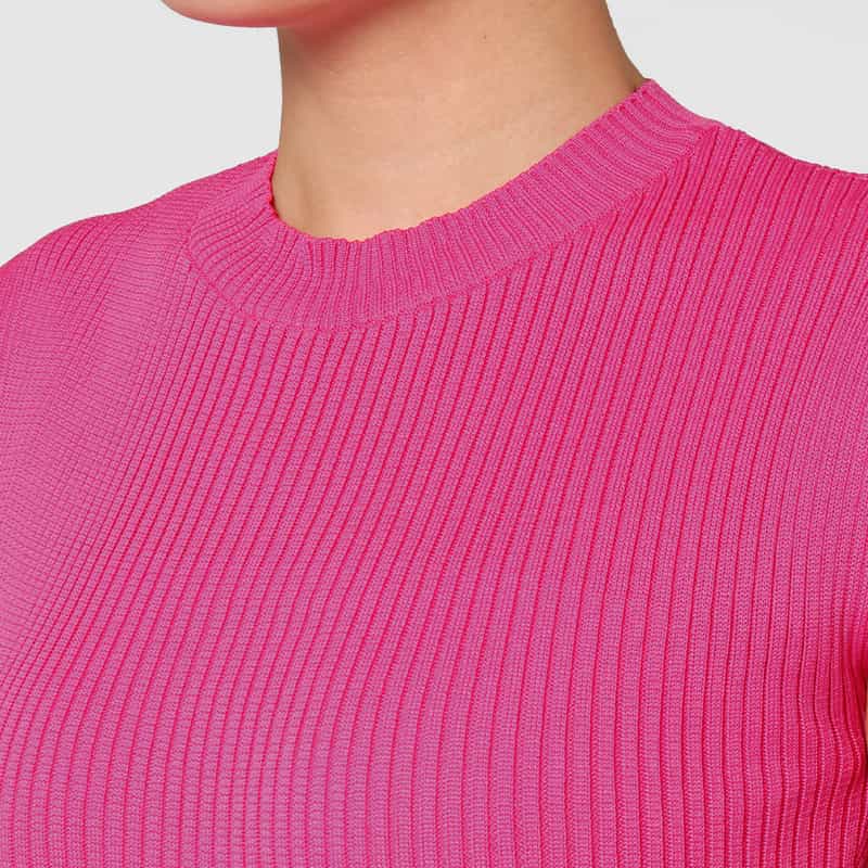 BARNEYS NEW YORK ウォッシャブル ノースリーブ マルチラインニットドレス PINK
