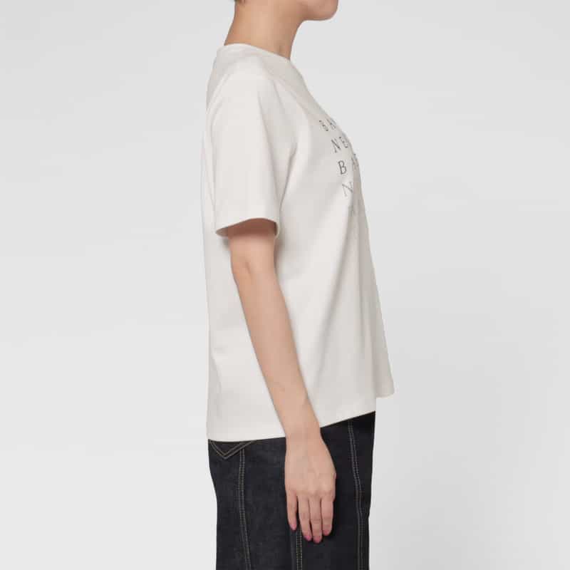 BARNEYS NEW YORK ウォッシャブル グラデーションプリントロゴTシャツ WHITE
