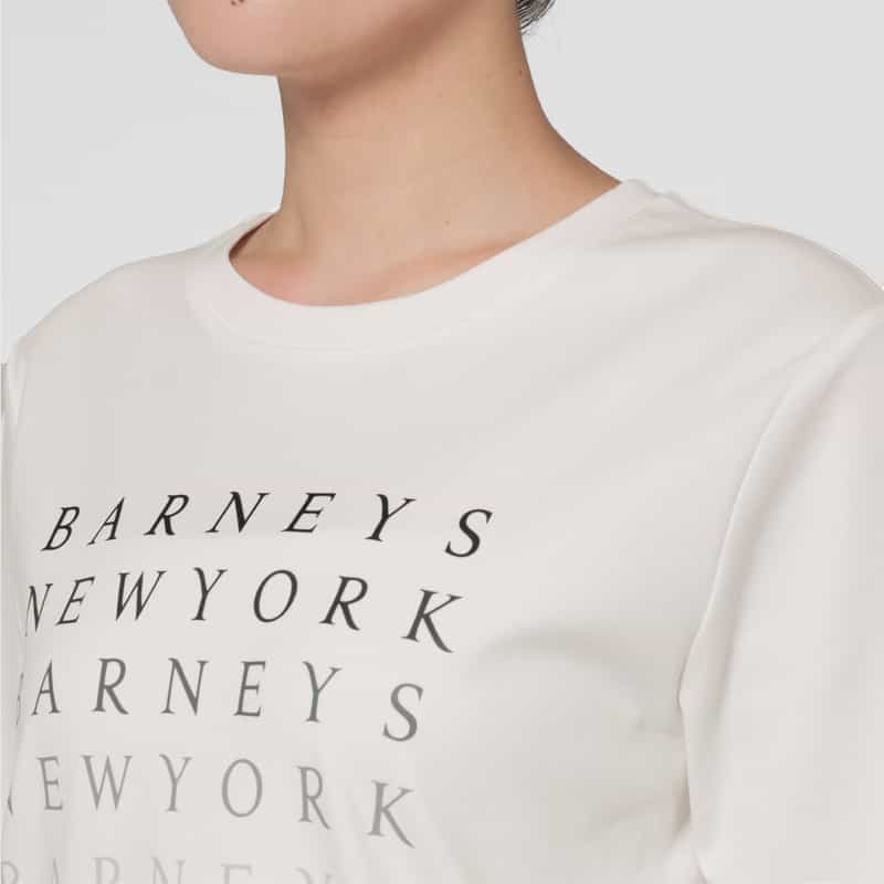 BARNEYS NEW YORK ウォッシャブル グラデーションプリントロゴTシャツ WHITE