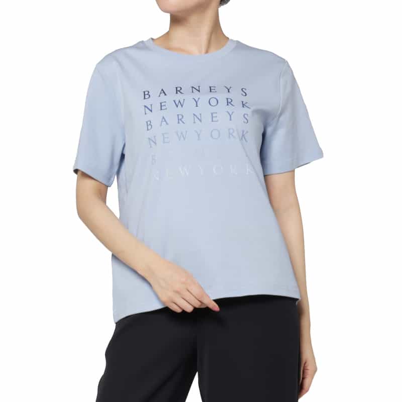 BARNEYS NEW YORK ウォッシャブル グラデーションプリントロゴTシャツ LIGHT BLUE
