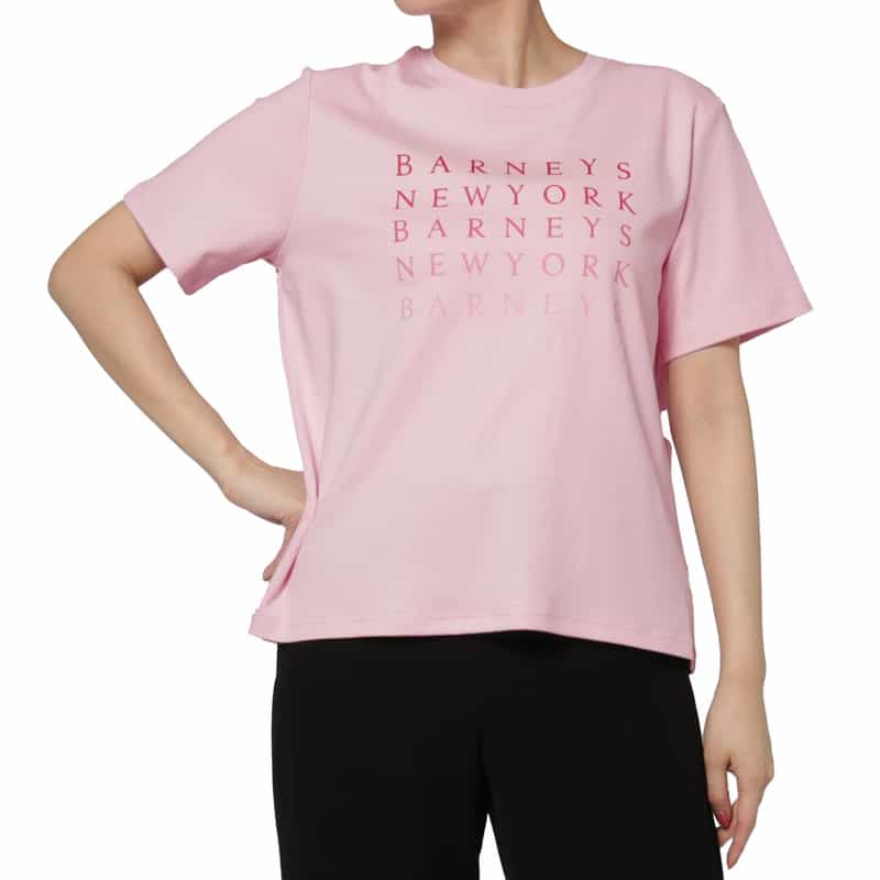 BARNEYS NEW YORK ウォッシャブル グラデーションプリントロゴTシャツ LIGHT PINK
