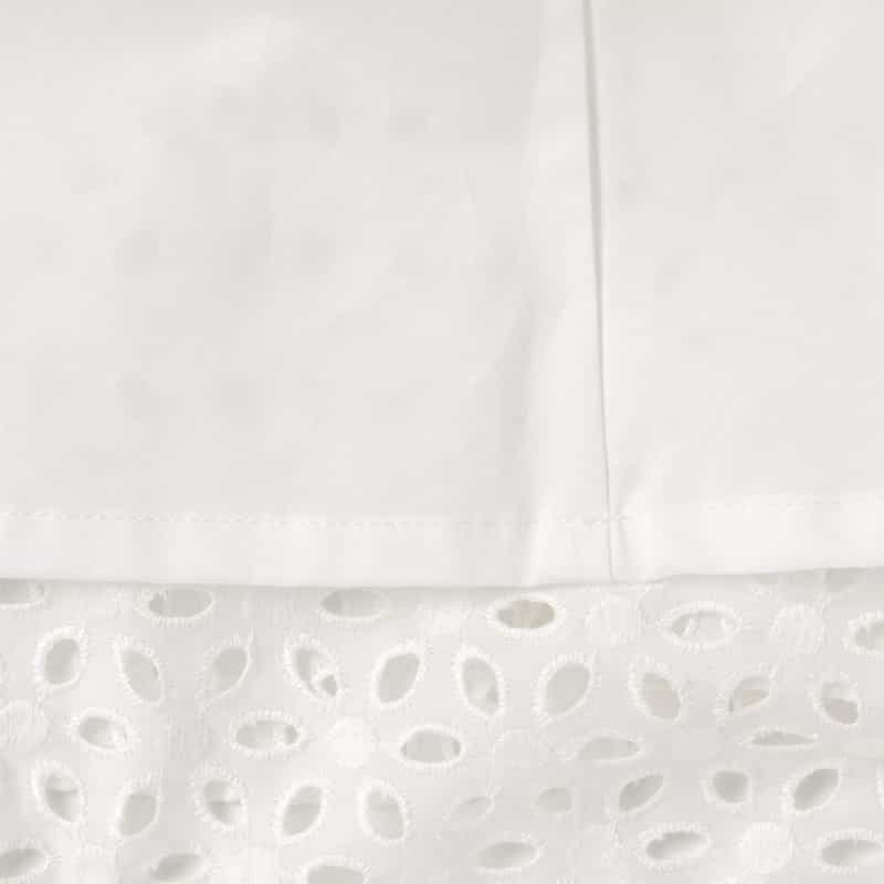 BARNEYS NEW YORK ウォッシャブル パフスリーブ コンビネーションカットワークデザインドレス WHITE