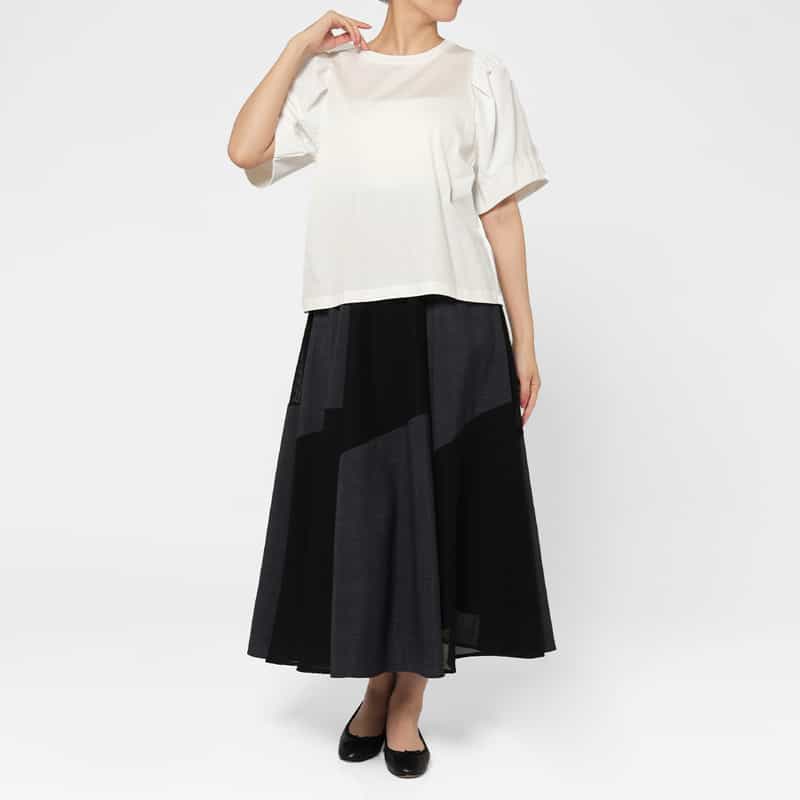 BARNEYS NEW YORK ウォッシャブル 異素材コンビネーションカットソー OFF WHITE