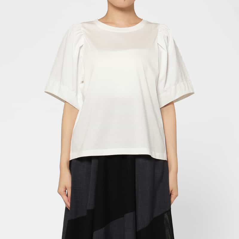 BARNEYS NEW YORK ウォッシャブル 異素材コンビネーションカットソー OFF WHITE