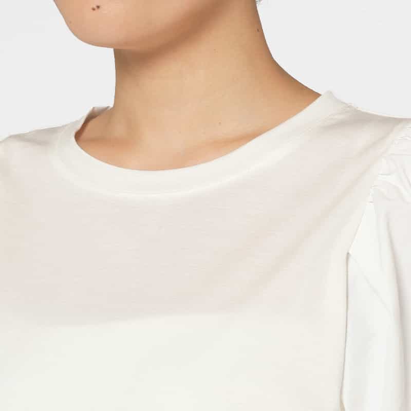 BARNEYS NEW YORK ウォッシャブル 異素材コンビネーションカットソー OFF WHITE