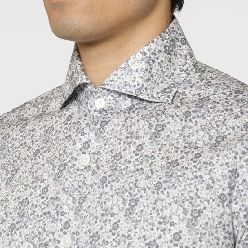 BARNEYS NEW YORK フラワープリントカジュアルシャツ GRAY