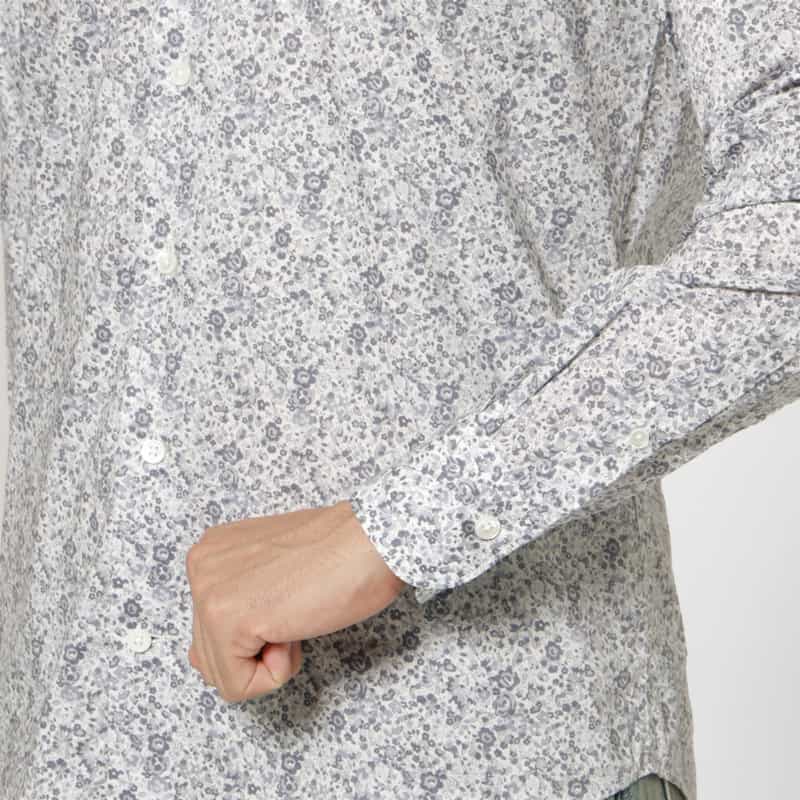 BARNEYS NEW YORK フラワープリントカジュアルシャツ GRAY