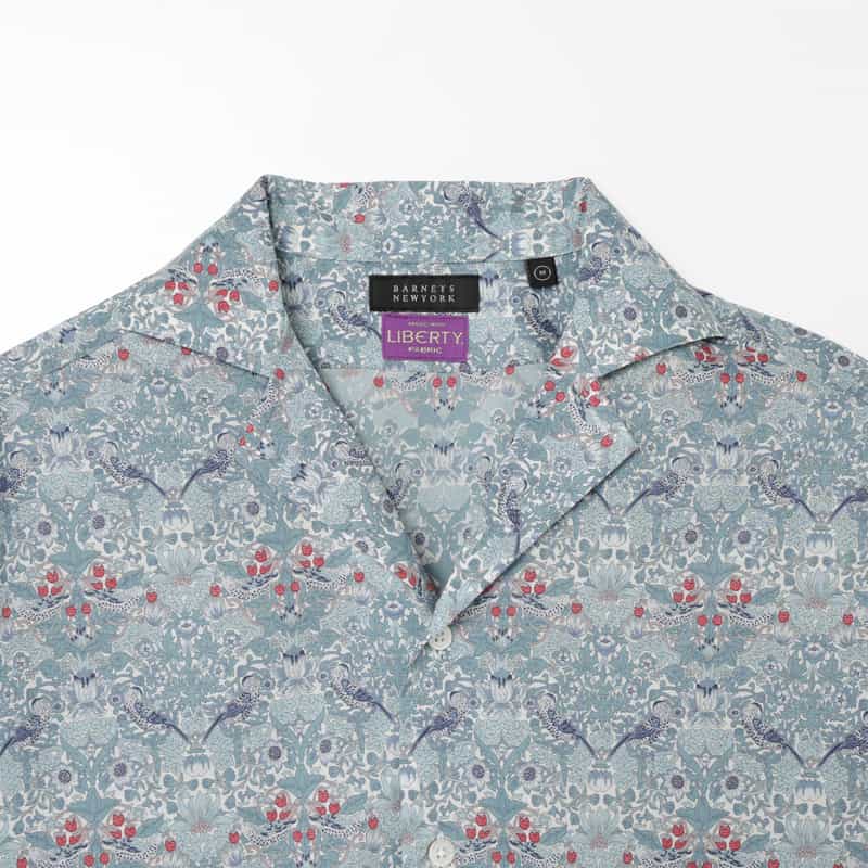 BARNEYS NEW YORK 花柄オープンカラーシャツ BLUE