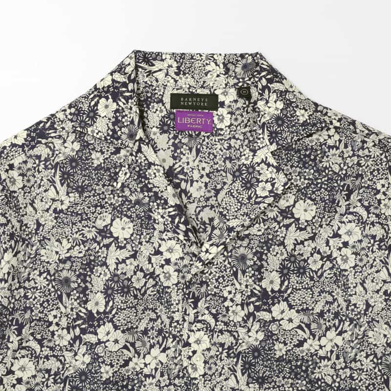 BARNEYS NEW YORK 花柄オープンカラーシャツ NAVY