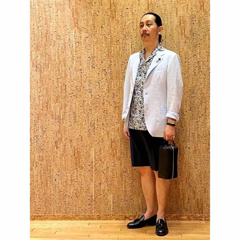 BARNEYS NEW YORK 花柄オープンカラーシャツ PURPLE