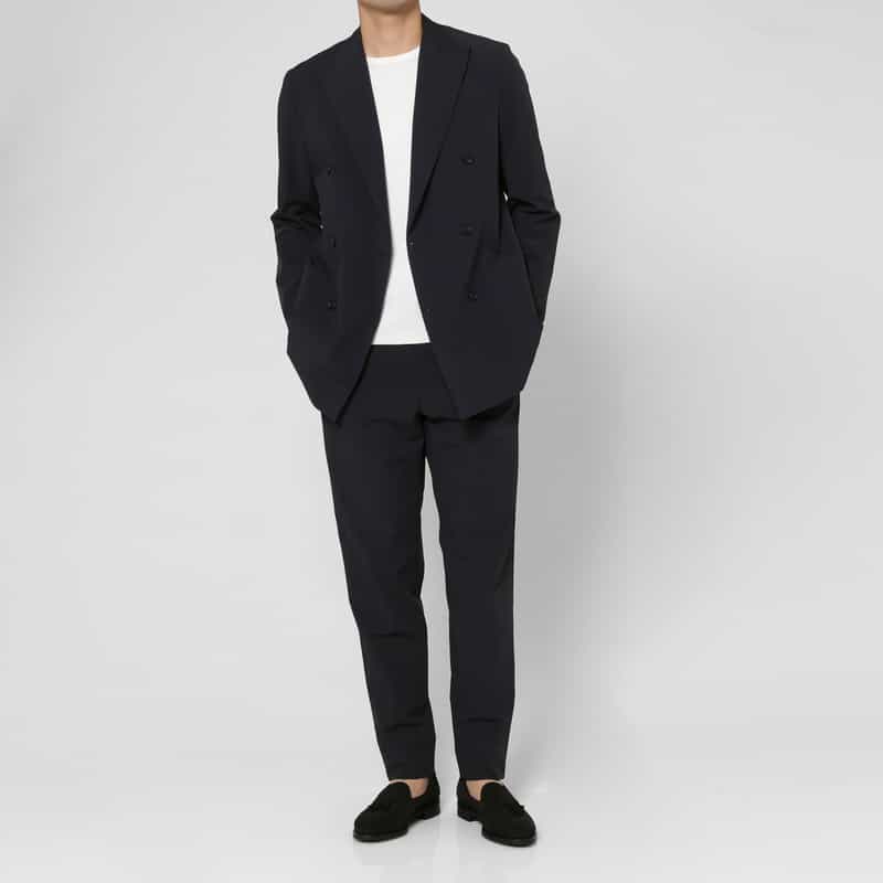 BARNEYS NEW YORK セットアップ テーパードパンツ NAVY