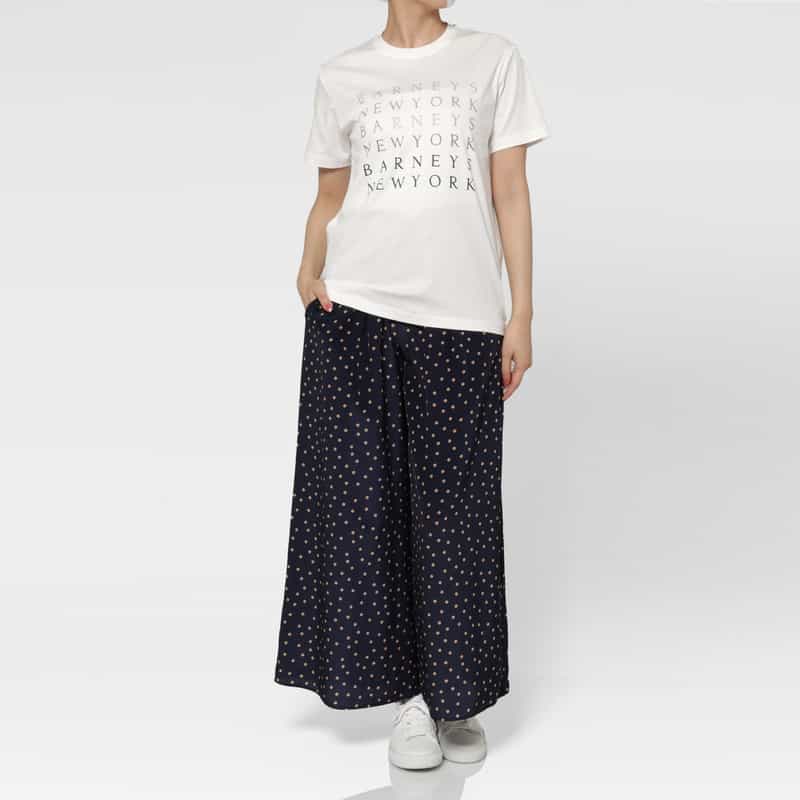 BARNEYS NEW YORK ウォッシャブル グラデーションプリントロゴTシャツ WHITE