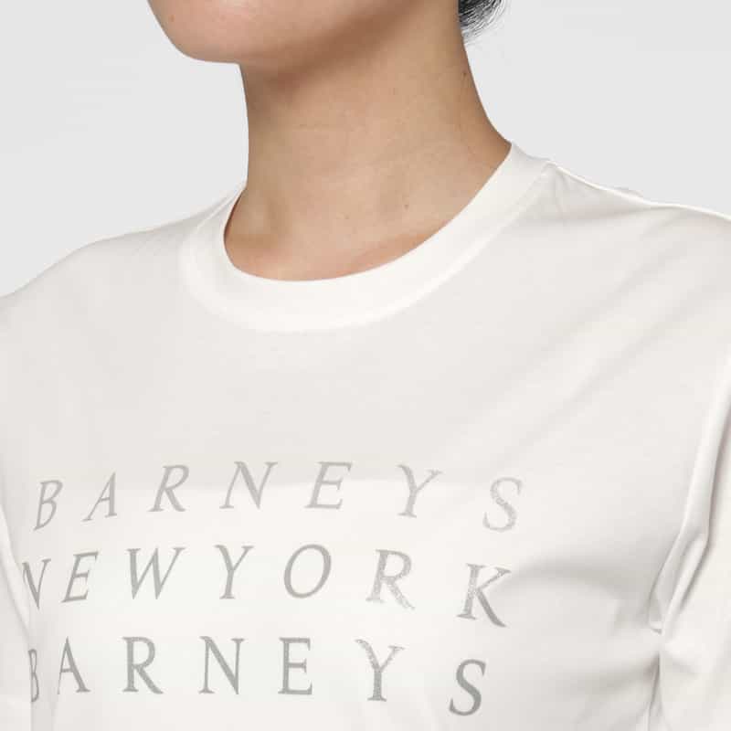BARNEYS NEW YORK ウォッシャブル グラデーションプリントロゴTシャツ WHITE