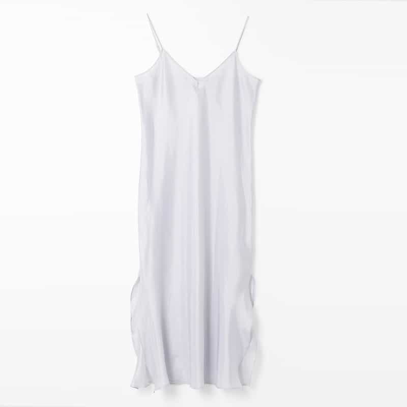 BARNEYS NEW YORK ウォッシャブル ギャザースリーブロングドレス LIGHT BLUE