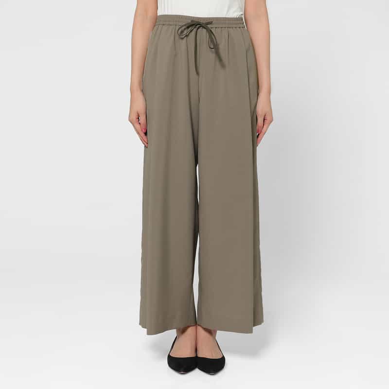BARNEYS NEW YORK ウォッシャブル ドライタッチ ドローストリングイージーパンツ KHAKI