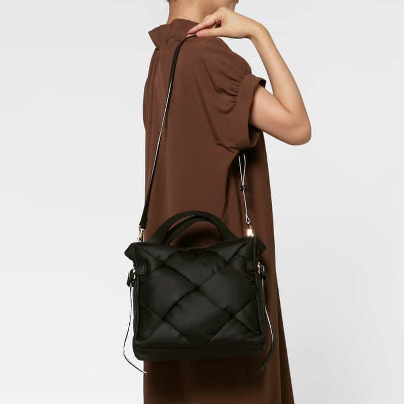 VIOLAD’ORO VIOLAD’ORO ＜ヴィオラドーロ＞ チェックデザイン ミニトートバッグ BLACK