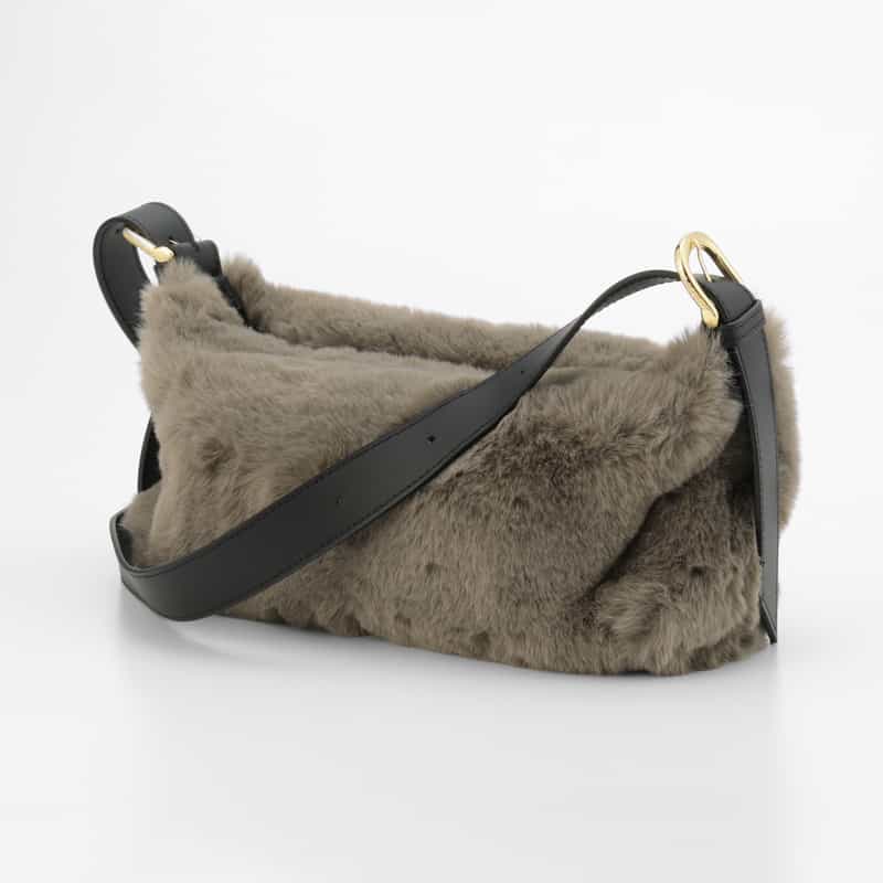 VIOLAD’ORO VIOLAD’ORO ＜ヴィオラドーロ＞ フェイクファー ショルダーバッグ GRAY