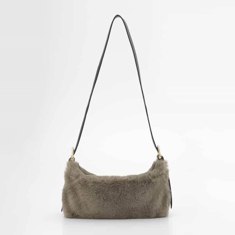 VIOLAD’ORO VIOLAD’ORO ＜ヴィオラドーロ＞ フェイクファー ショルダーバッグ GRAY