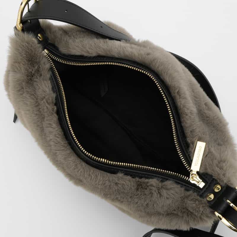 VIOLAD’ORO VIOLAD’ORO ＜ヴィオラドーロ＞ フェイクファー ショルダーバッグ GRAY
