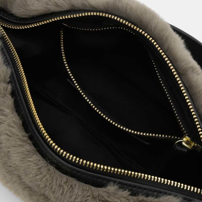 VIOLAD’ORO VIOLAD’ORO ＜ヴィオラドーロ＞ フェイクファー ショルダーバッグ GRAY