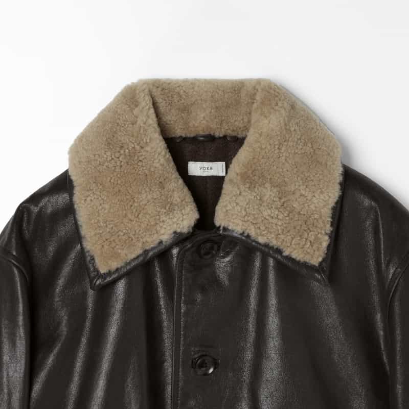YOKE YOKE＜ヨーク＞ レザーカーコート DARK BROWN