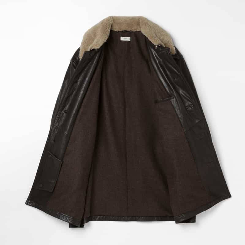 YOKE YOKE＜ヨーク＞ レザーカーコート DARK BROWN