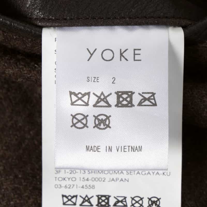 YOKE YOKE＜ヨーク＞ レザーカーコート DARK BROWN